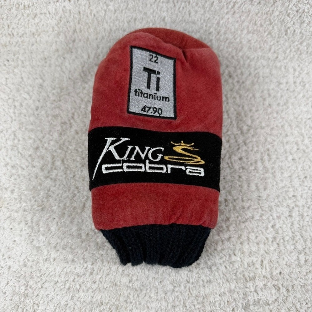 Vintage King Cobra Ti Titanium 3 Wood Golf Headcover Red Black Knit Sock